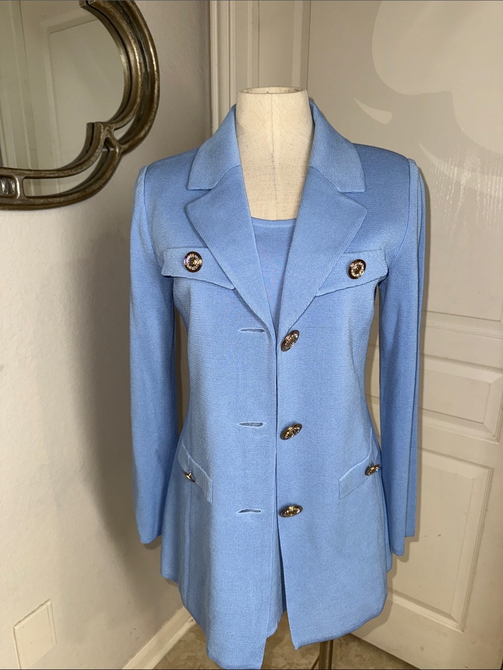 Misook light powder blue two piece blazer